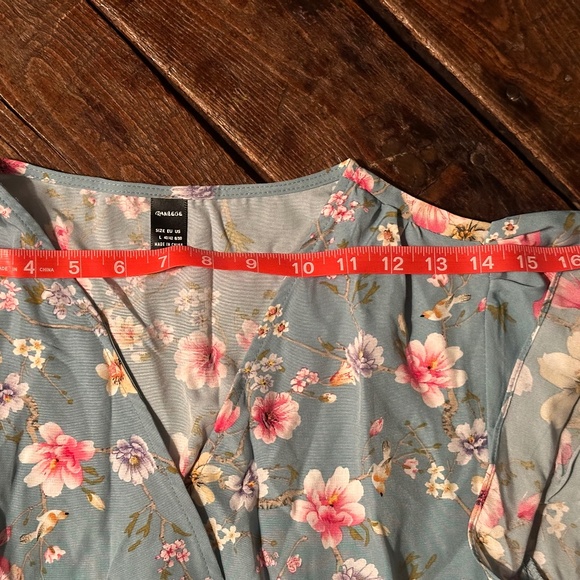 New Women's Large Ranlege Sage Green Floral Maxi Dress V-Neck Flutter Sleeves - Picture 6 of 9